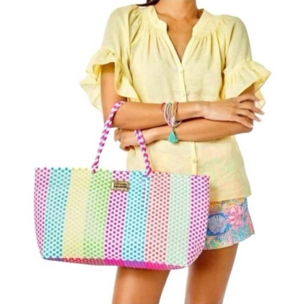 NWOT Lilly Pulitzer Vibrant Multicolored Woven Oversized Tote Bag